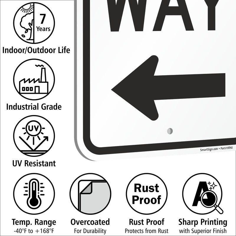 SmartSign One Way Sign with Left Arrow - 12" x 18", 120 mil Aluminum Composite (ACM), Engineer Grade Reflective Material, Black and White, Made in USA 12" x 18" EG ACM - Left Arrow