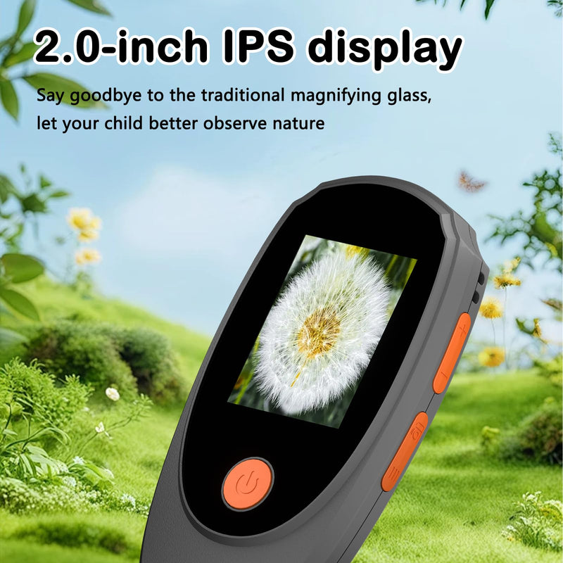 [Australia - AusPower] - Handheld Digital Microscope with 2.0 Inch IPS Color Screen, Portable Magnifying Glass for Kids, 400x Magnification, 8 Adjustable 3-Level LED Lights, USB Compatible with PC Windows and Mac OS 