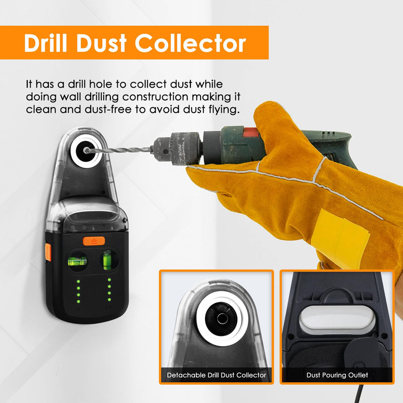 [Australia - AusPower] - Laser Leveler Tool 4-in-1 Wall Laser Level with Line Laser, Drill Dust Collector, Electronic Vacuum Suction Cup and Wall Bracket, Rechargeable Laser Level Tool for Picture Hanging, Home Renovations 