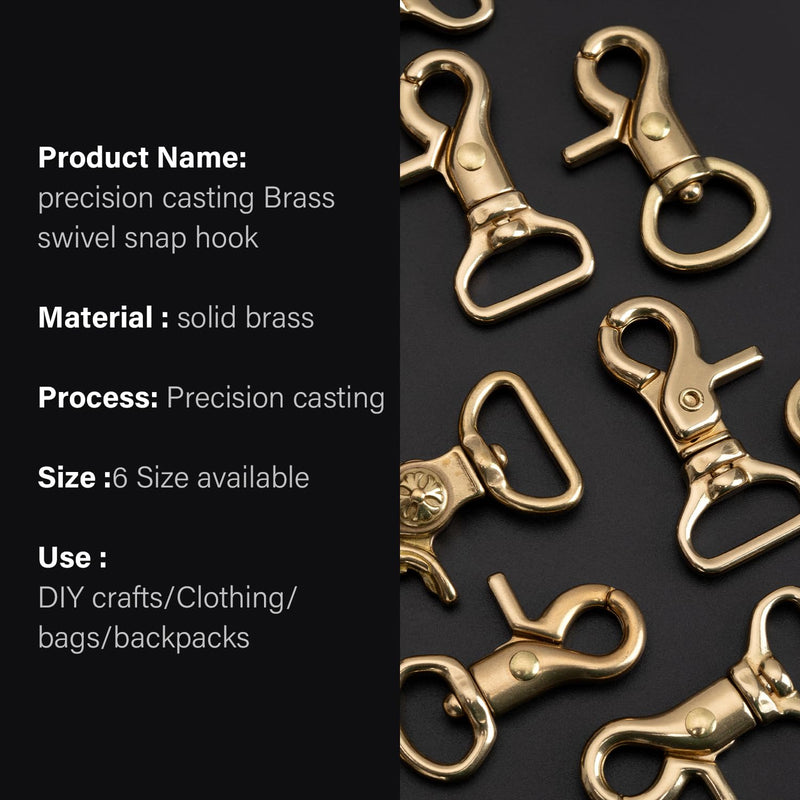 [Australia - AusPower] - WUTA Solid Brass Trigger Snap Hooks Lobster Clasps Swivel Trigger Snap Hooks for Straps Bags Belting Leathercraft Heavy Duty Clips 5PCS 5# 49*20mm inner 