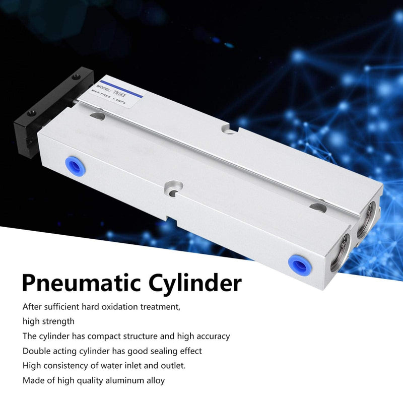 [Australia - AusPower] - Air Cylinder, Aluminum Compact Stroke Air Cylinder Double Action Double Rod Cylinder 10‑200mm Guided Pneumatic Slide Bearing Cushioned(TN16X20‑S) 