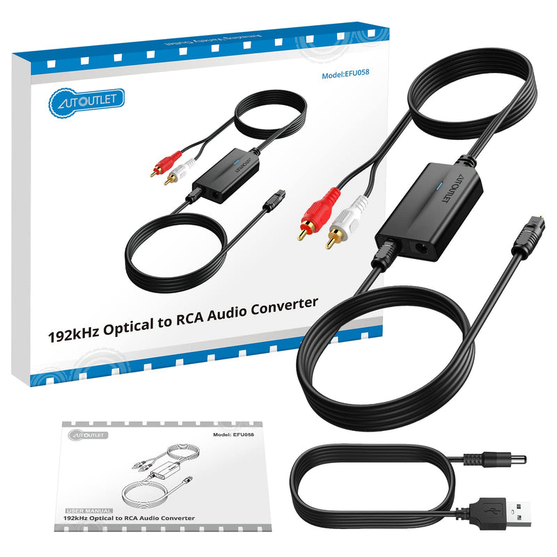 [Australia - AusPower] - AUTOUTLET 192kHz DAC Digital to Analog Audio Converter 7ft/2.1m Digital Audio Optical to RCA Male Cable for HDTV, DVD, Blu-Ray Players and Game Consoles 