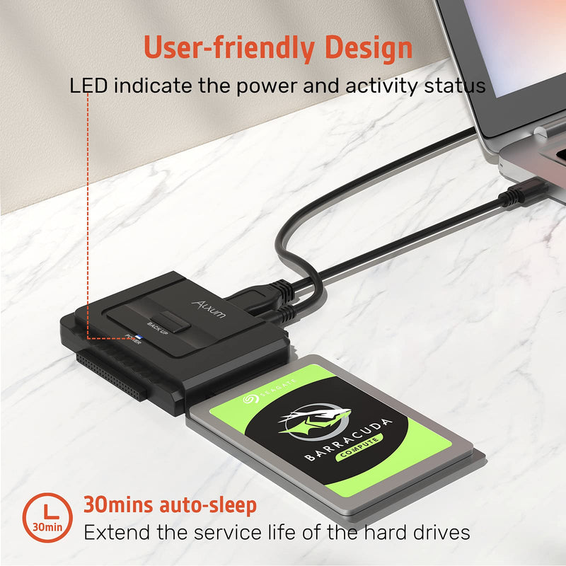 Alxum USB 3.0 to IDE SATA Converter, for Universal 2.5 & 3.5 inches SATA HDD SDD & IDE HDD Drives, Hard Drive Adapter with 12V 2A Power Adapter and USB 3.0 Cable (Type C) Y-3322C
