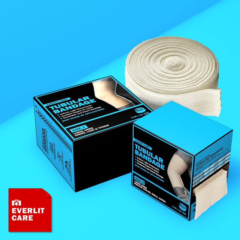[Australia - AusPower] - EVERLIT Elasticated Tubular Support Bandage | Stockinette Tubing for Large Arm, Knees, Legs | Light to Moderate Compression Bandage Roll for Tissue Support (Size F | 4" x 11 yd) Size F | 4" x 11 yd 