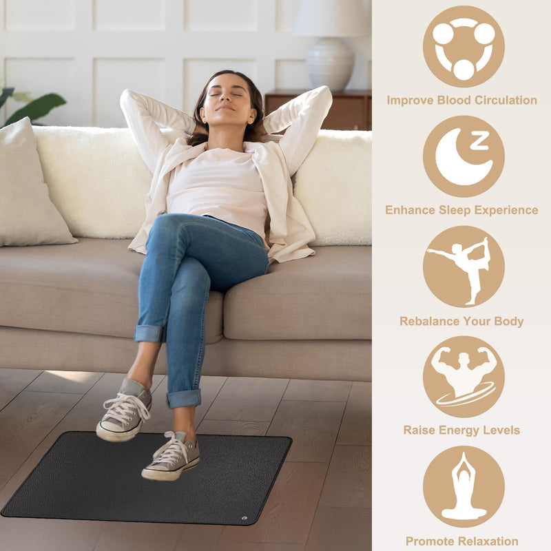 [Australia - AusPower] - Grounding Mat for Bed Feet Sleep Yoga Pet Desk Grounding Pad for Energy Balance Wellness with 15ft Grounding Cord 23.6"x13" Y-13x23.6 