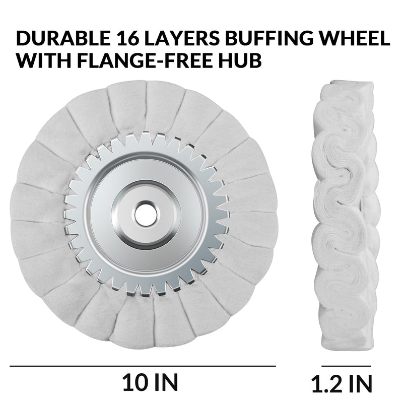 10" S-Shape Fine Airway Buffing Wheel with 5/8" Arbor Flange-Free Hub, Buffing Wheels for Angle Grinder, Polishing Wheels for Mirror Finish on Aluminum Stainless Steel Truck Wheels Rims
