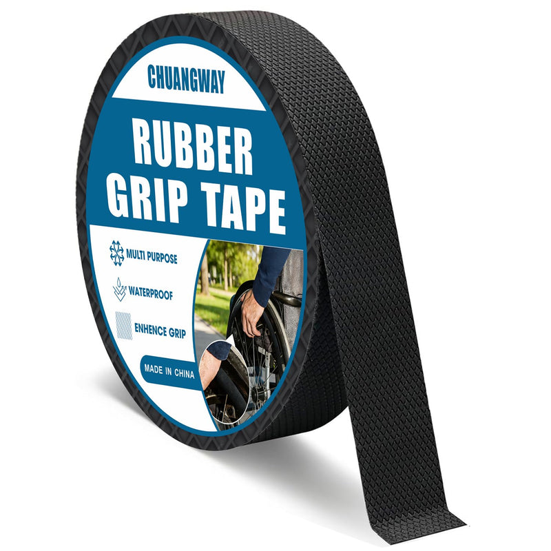 Black Rubber Grip Tape 1 Inch x 20 Ft Non-Abrasive Anti-Slip Tape for Handrails Strong Adhesive Waterproof Heat Resistant Handlebar Wrap Cushion Grip for Tools Stairs Bicycle Handle (1inch X 20ft) 1inch X 20ft