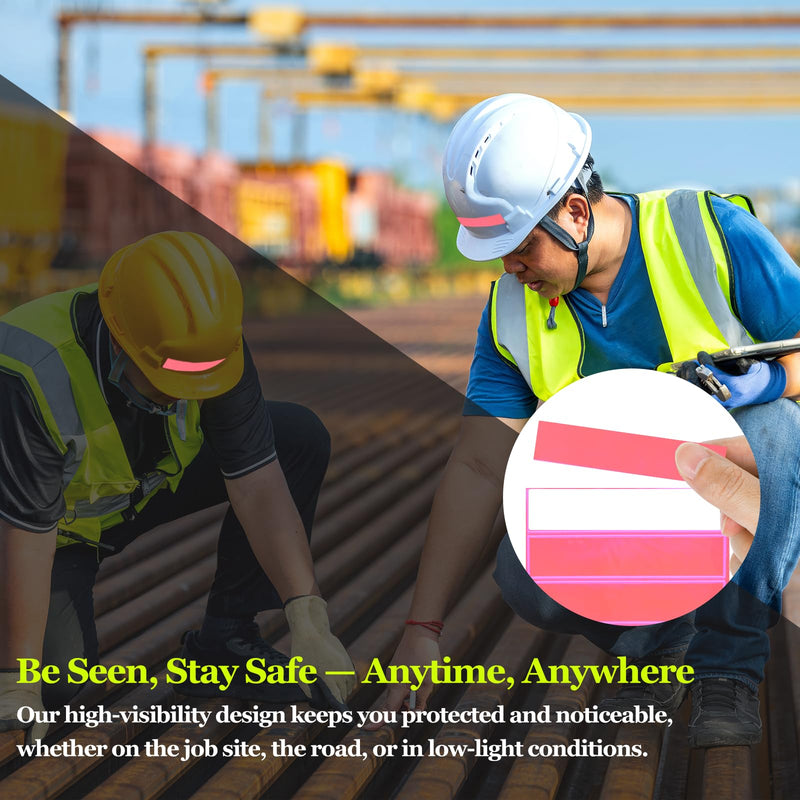 PATIKIL Hard Hat Reflective Stickers, (5 x 6 Inch, Pink) (10 Pcs), Retro Reflective Safety Tape Durable Adhesive Helmet Stickers, Suit for - Hard Hats/Helmets/Mailboxes