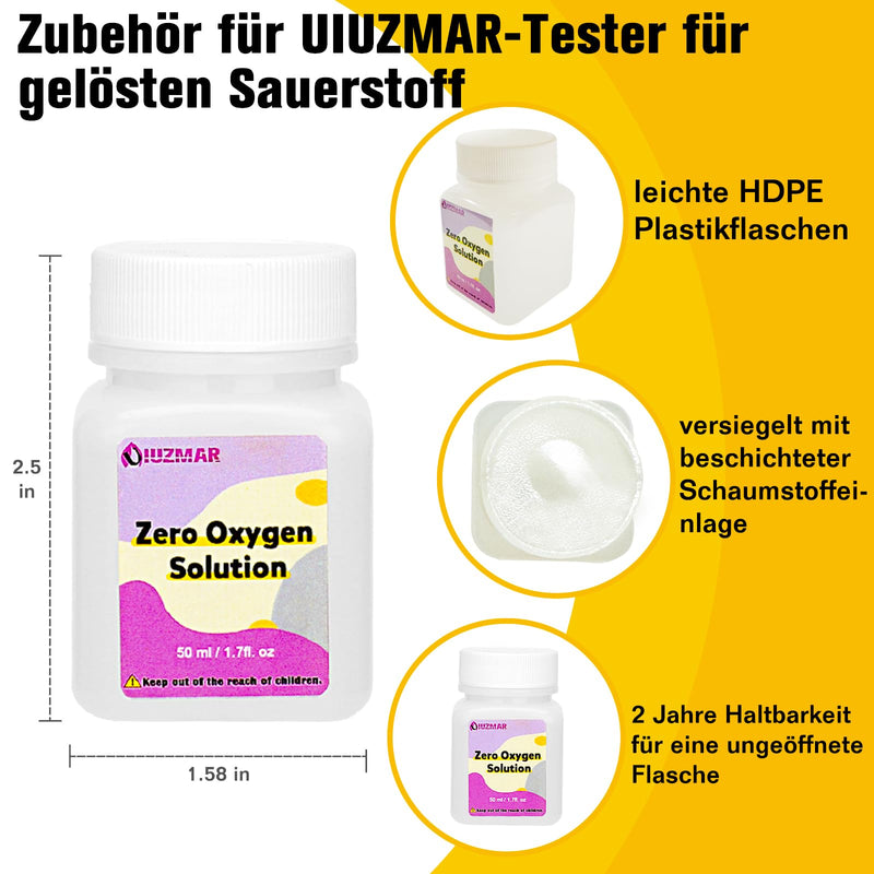 Electrolyte Solution Zero Oxygen Solution and Membrane Caps Kit for Dissolved Oxygen Meter, 2 Bottles 30 ml Electrolyte Solution, 1 Bottle 50 ml Zero Oxygen Solution and 6 Membrane Caps | 2 Flaschen 30ml Elektrolytlösung 1 Flasche 50ml Null-Sauerstoff-...
