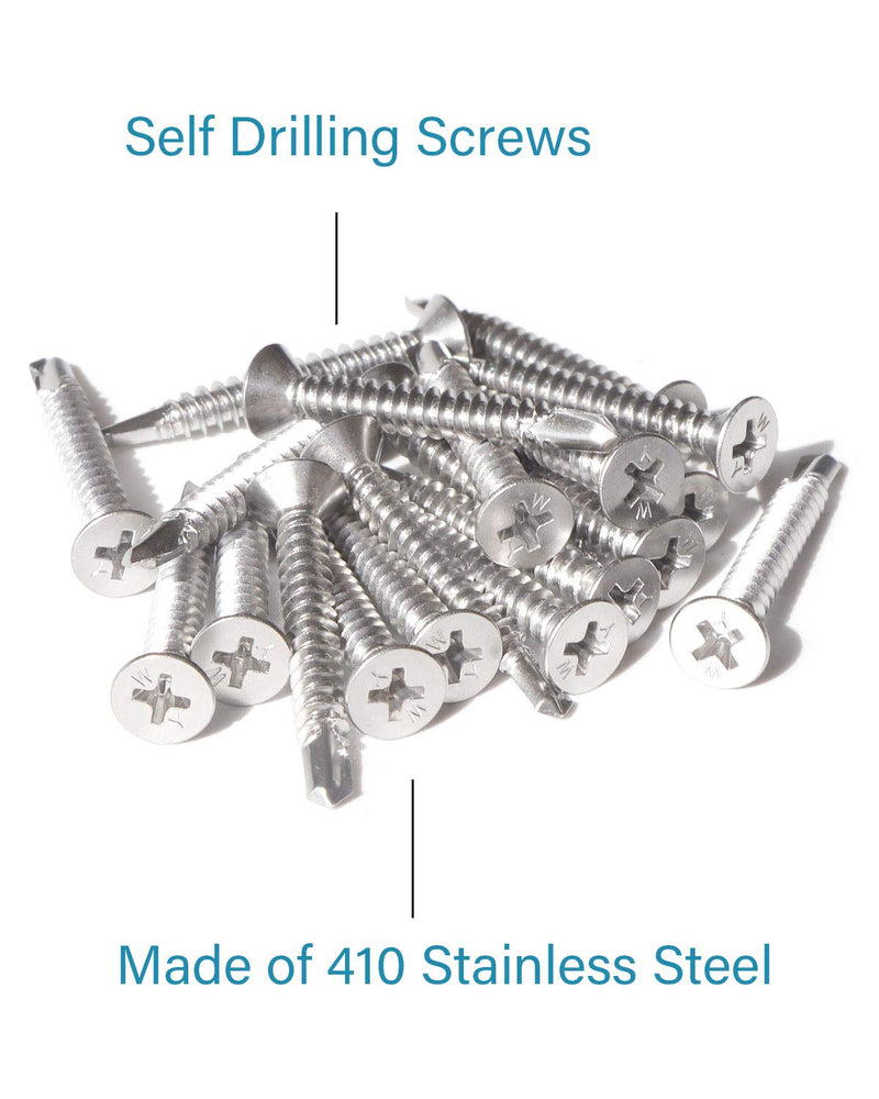 [Australia - AusPower] - Stainless Steel Sheet Metal Screws #12 x 1-1/2 Inch 25pcs, Self Drilling Flat Head Phillips Stainless Steel 410 Screws Standard Thread Teks Screws for Wood to Metal Stud by IMSCREWS #12 x 1-1/2" 25 
