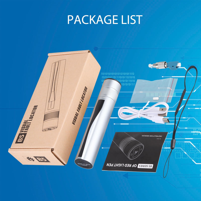 [Australia - AusPower] - Rechargeable Visual Fault Locator Kit: Fiber Optic VFL with FC to LC Adapter (Mode Number: VFL-15) 