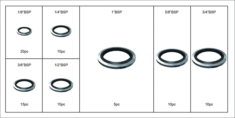 [Australia - AusPower] - Swordfish 32300-90pcs BSP Dowty Bonded Seal Washer Assortment 