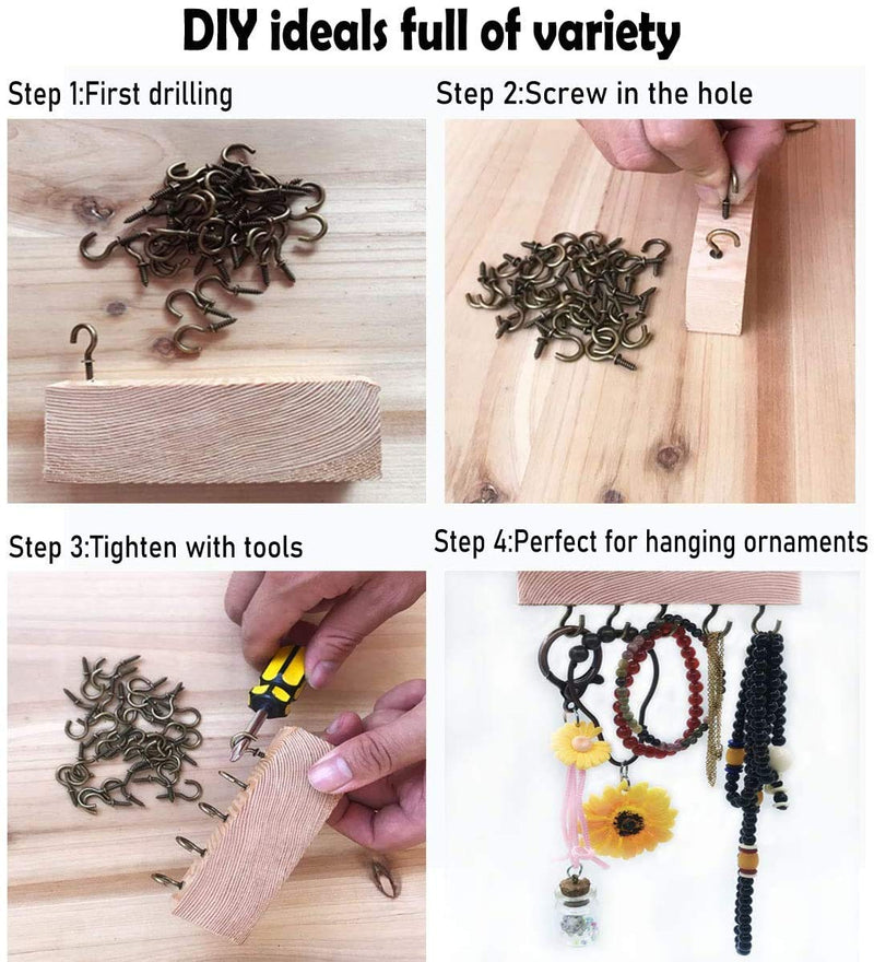[Australia - AusPower] - Antique Brass Ceiling Hooks 7/8'' Vintage Bronze Cup Hook Screw-in Light Hooks (40 Pack) 7/8 Inch 40 
