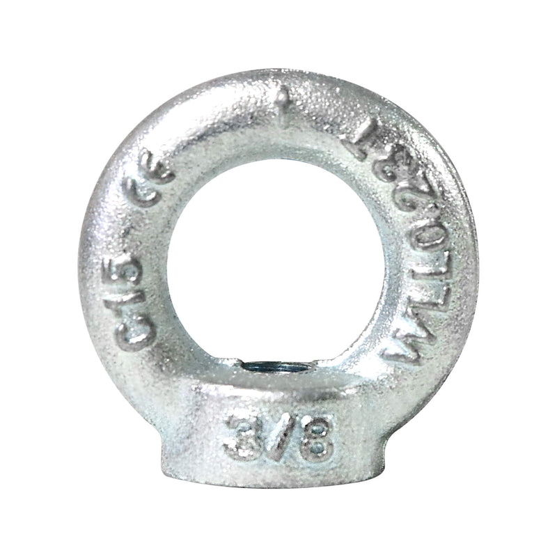 3/8"-16 UNC Standard Lifting Eye Nuts, Drop Forged Galvanized Threaded Fastener, C15 Stainless Steel Ring Shape Lifting Eye Nut, 2 Packs 3/8"