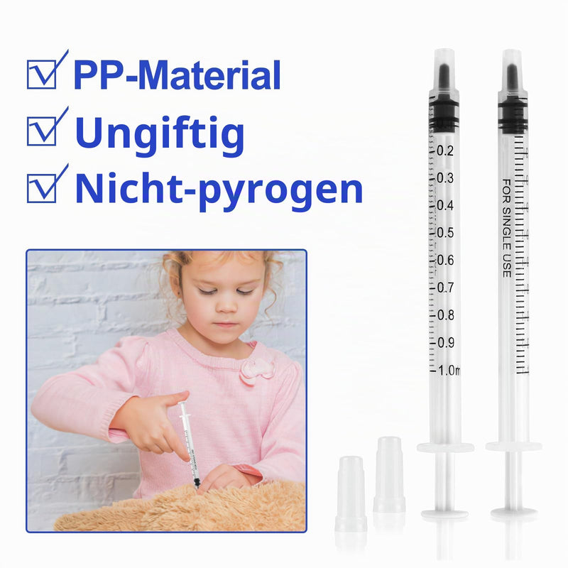 Pack of 100 Syringes, Colostrum Syringes Without Needle, Disposable Syringes with Cap, Individually Packed 1 ml Syringe Sterile for Scientific Laboratories, Animal Feeding White