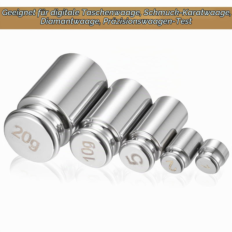 Set of 5 Calibration Weights 1g 2g 5g 10g 20g | Precision Metal Test Weights; Scales/Balances; Easy Adjustment; Includes Storage; Durable, Low Corrosion