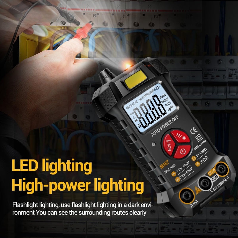 [Australia - AusPower] - Digital Multimeter 4000 Counts TRMS,Volt Meter Fast Measures AC/DC Voltage Current,Resistance,Continuity NCV Voltage Tester for Automotive Electrical Diagnostics&Electric Tools(AAA Battery Include) 