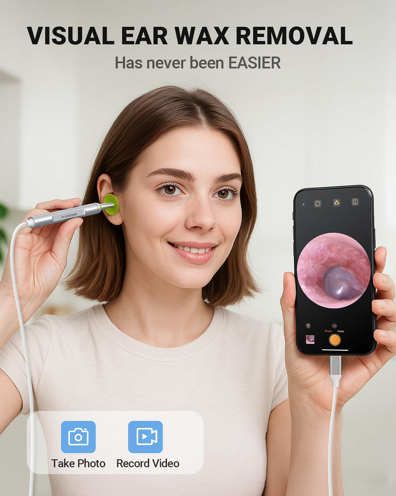 [Australia - AusPower] - Digital Otoscope Compatible with iPhone and Android Devices, Ear Pick for Digital Otoscope with Light 
