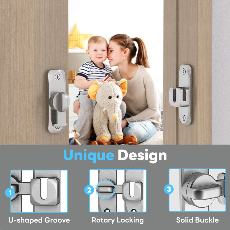Barn Door Lock, 90/180 Degree Flip Door Locks, Protect Privacy Sliding Gate Latch for Garden, Bathroom, Fence, Outdoor, Shed (Silver-2 pcs) Silver-2 pcs