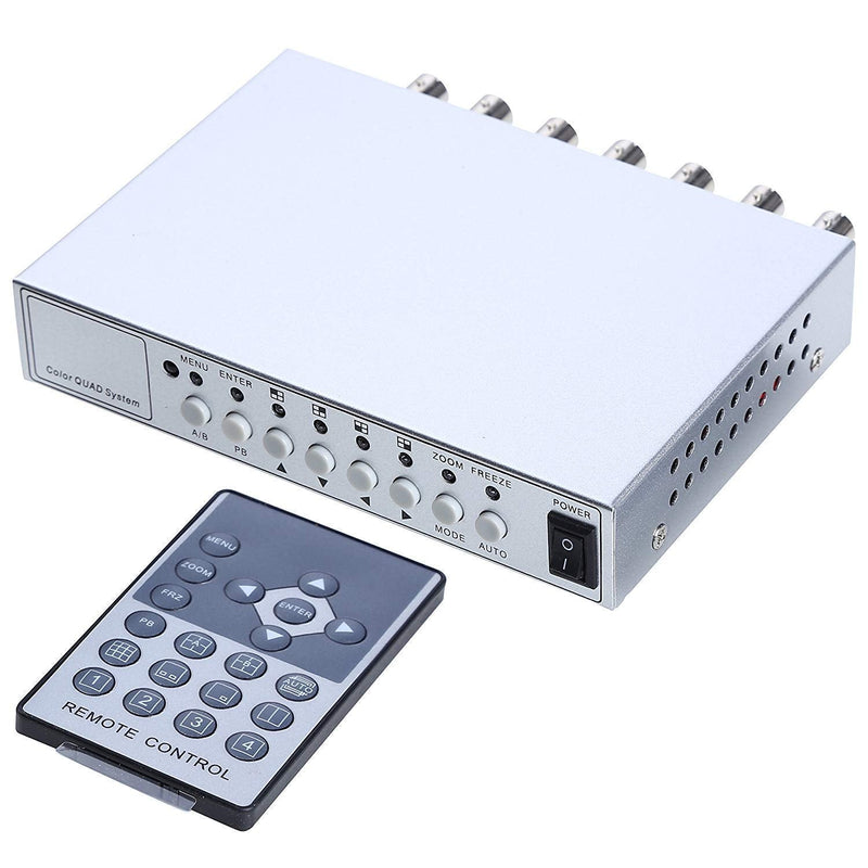 [Australia - AusPower] - UHPPOTE 4 Channel Color Quad System Video Splitter CCTV DVR Camera Processor Remote Control with 7 BNC Adapter 