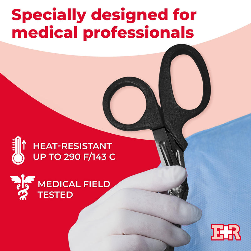 [Australia - AusPower] - Ever Ready First Aid Autoclavable Titanium Bonded Bandage Shears 7 1/4" Bent - Tactical Stealth Black (Tactical Black Single Pack) 1-Pack 
