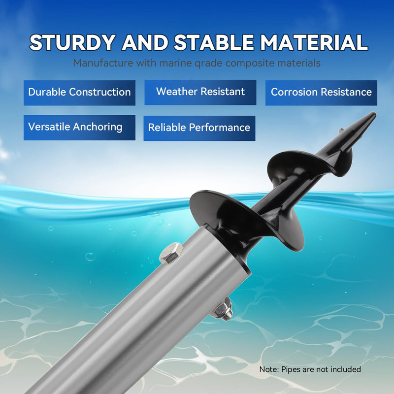 [Australia - AusPower] - MATINA Dock Auger for Aluminum Dock Post, Sand Anchor for Boat, Sand Auger for Making Floating Dock Hardware with Stainless Steel Bolts and Nuts for 2" O.D. Tubing Anchor or Dock Post, 2 Pack 