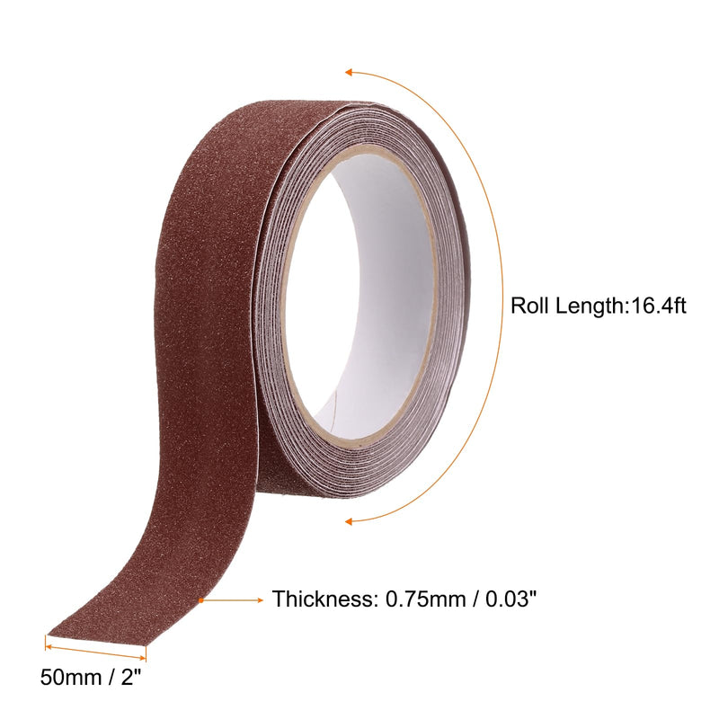 HARFINGTON Anti Slip Traction Tape 2" x 16.4ft Waterproof Non-Slip Grip Tape High Friction Weather Resistant Non Skid Stair Treads Tape for Indoor Outdoor Stair Steps, Brown 2" x 16.33ft