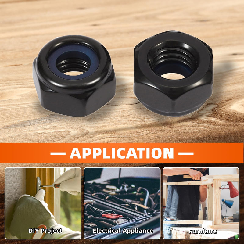 [Australia - AusPower] - M3 Black Nylon Insert Hex Lock Nuts Locknuts, Stainless Steel 18-8 (304), Black Oxide, 100 PCS M3-0.5 