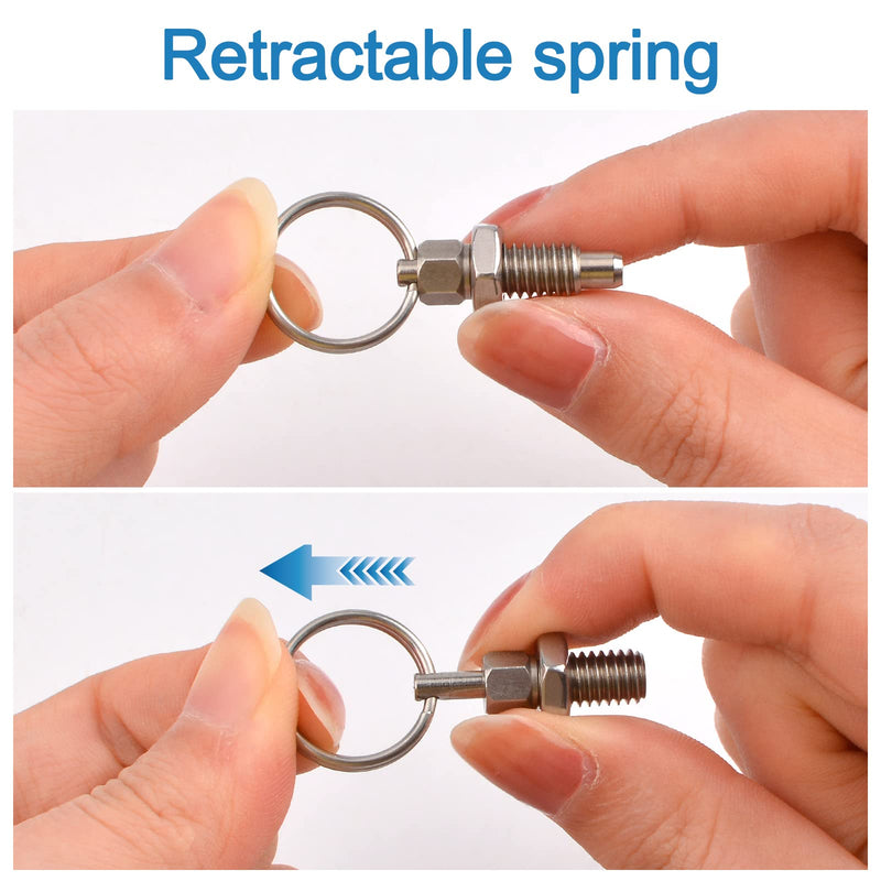 [Australia - AusPower] - 6Pcs Spring Plunger with Pull Ring, Quick Release Pin w/Drop Cam & Spring, Stainless Steel Non-Locking Type Stubby Hand-Retractable Spring Plunger Index Plunger 