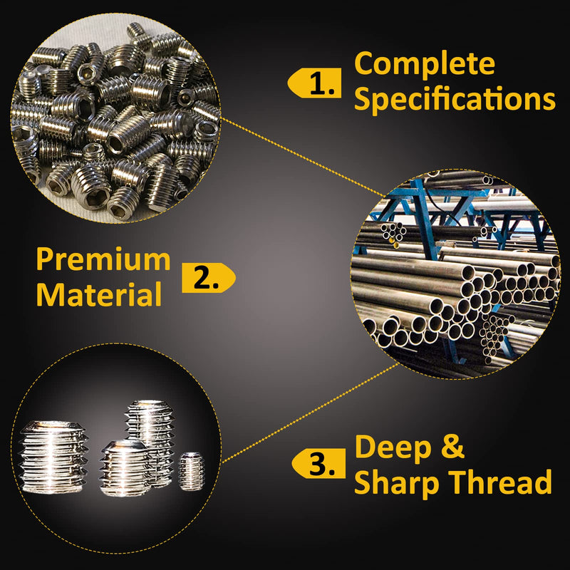 [Australia - AusPower] - Set Screws Assortment Kit - 240 (M3, M4, M5, M6, M8), Metric 304 SS Grub Screws Cup Point & Hex Head with 5 Allen Keys (M1.5-M4) - Ideal for Door Handles, Home Repairs and More 1 240 Pcs - M3,M4,M5,M6,M8 