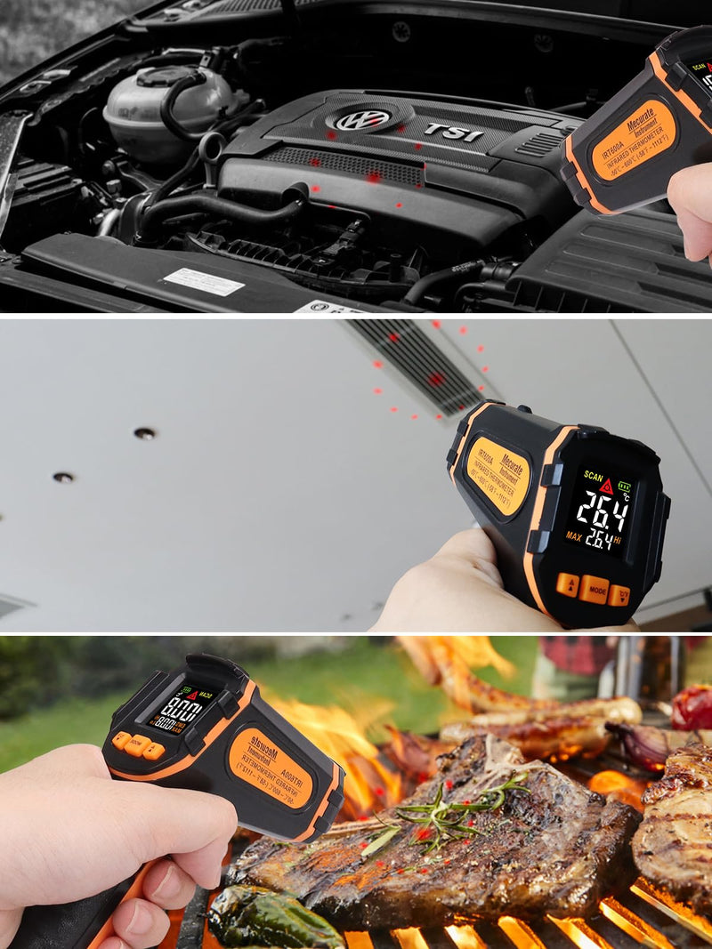 [Australia - AusPower] - Mecurate Digital Infrared Thermometer Gun Non Contact Laser Temperature Gun -58??1112?(-50??600?) Adjustable Emissivity & Max Measure for Cooking/BBQ/Freezer with Food Thermometer 