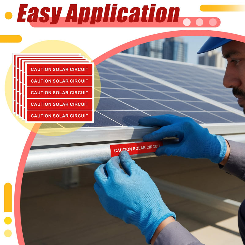 250 Pcs Caution Solar Circuit Stickers - Pv Safety Warning Labels Photovoltaic System Safety Vinyl Sign for Solar Installers