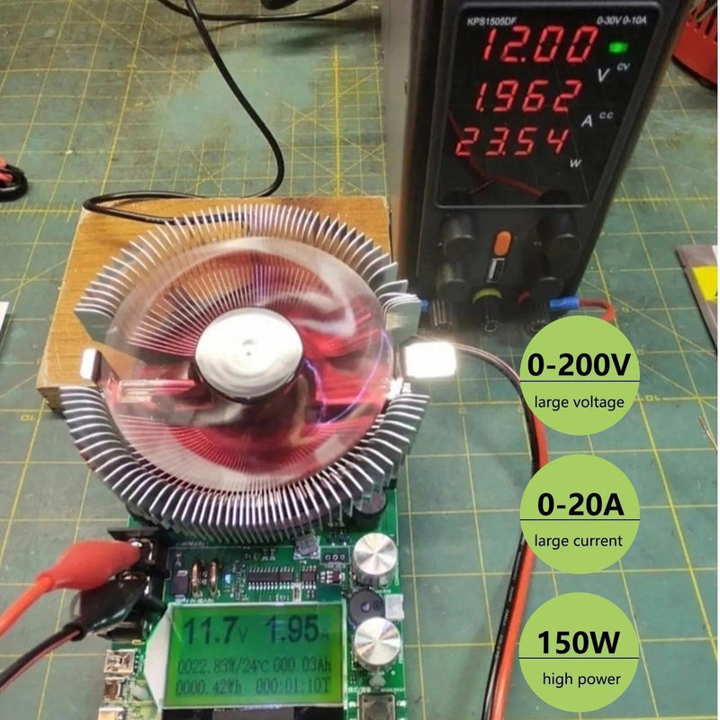 [Australia - AusPower] - Battery Load Tester, Battery Capacity Tester 150W 200V 20A USB Tester, Resistor Adjustable Constant Current Battery Testers for Manufacturers Digital Enthusiasts Engineers and Other Experimental 