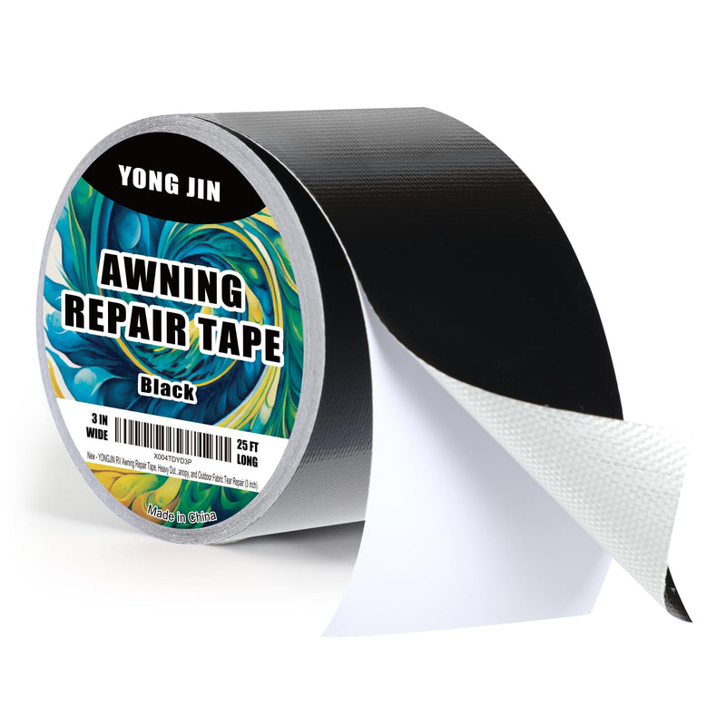 YONGJIN RV Awning Repair Tape, Heavy Duty Outdoor Tent Repair Tape and Tarp Tape, Waterproof Tarp Patch Kit for Camper, Boat Covers, Canvas, Sail, Canopy, and Outdoor Fabric Tear Repair (3 inch) 3 inch