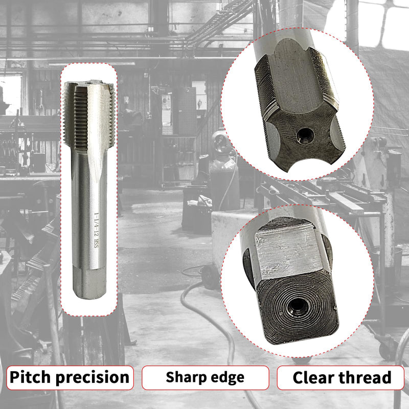 1 1/4"-12 Tap UNF Right Hand Straight Flute Thread Tap Machine Tap 1-1/4"-12 TPI Nominal Diameter 1 1/4" Thread Per Inch 12 Fin Thread Tapping Thread High Speed Steel HSS 2B 1-1/4"-12 Right Hand Tap