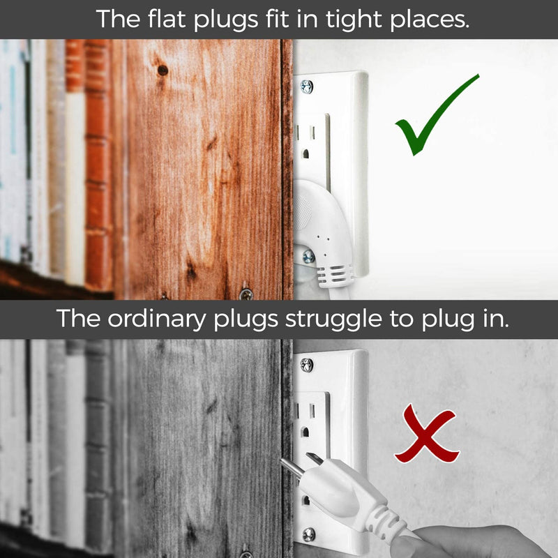 [Australia - AusPower] - FIRMERST 1875W Flat Plug 1Ft Extension Cord 15A for Kitchen Home Appliance Office White (3 Pack) 3 