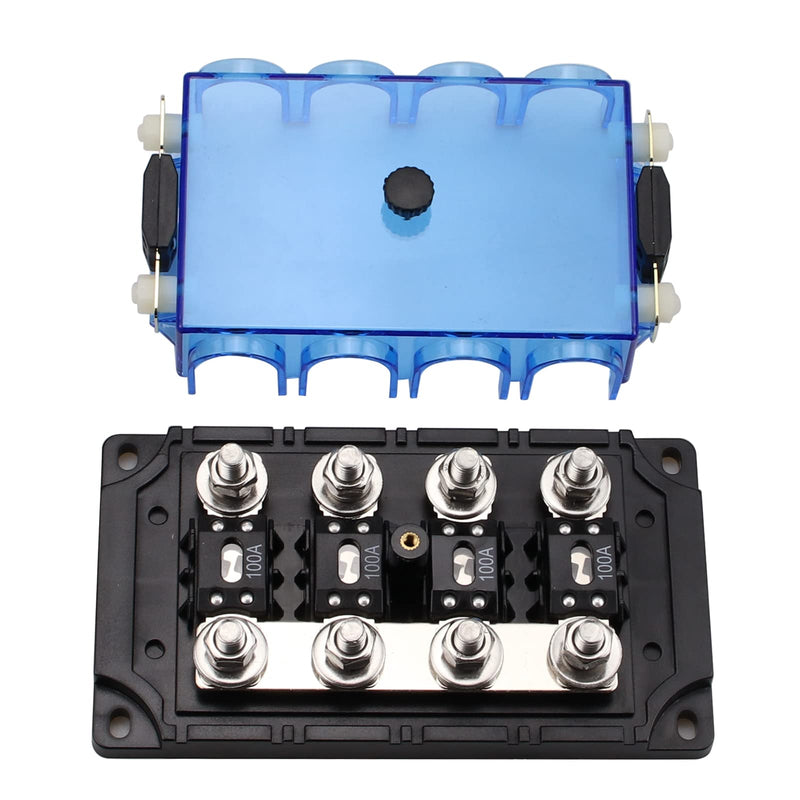 4-Way AMG Mega Fuse Holder with Two Spare Fuses 100A, ANM Bolt-on Fuse Holder Kit for GPS Positioning, LED Turn Signals 4 way