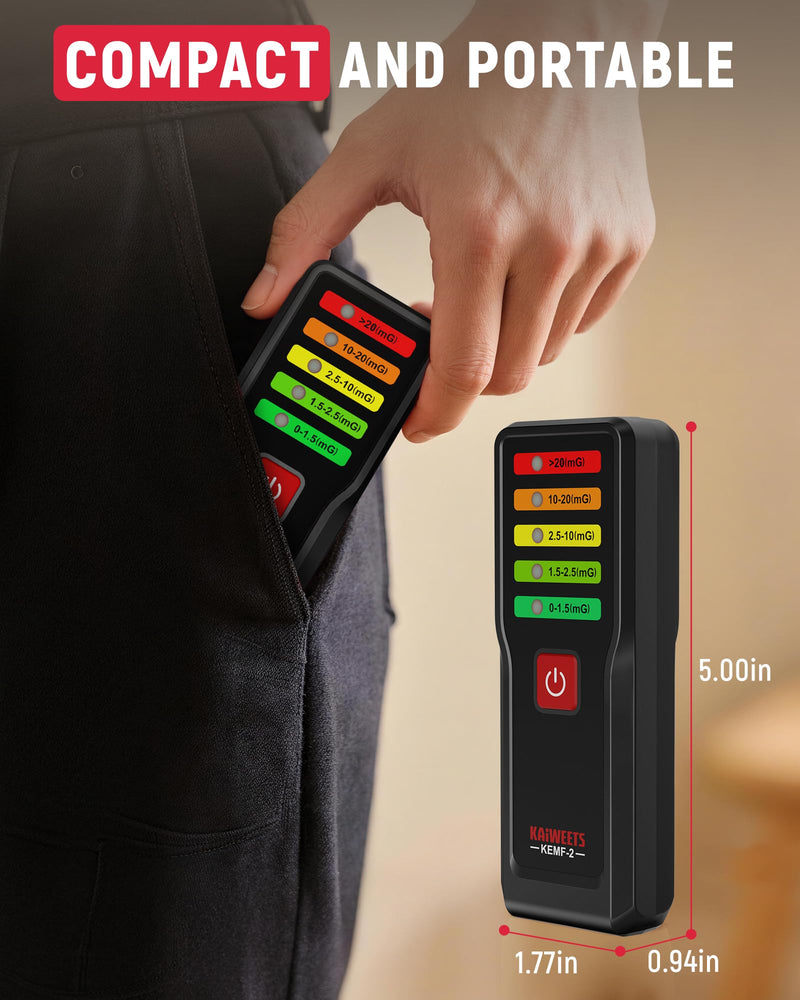 [Australia - AusPower] - KAIWEETS Magnetic Field EMF Meter, Ghost Hunting Detector, Handheld Electromagnetic Paranormal Investigation Equipment with 5 Level LED Lights, EMF Reader for Home, Office, Outdoor Inspection 