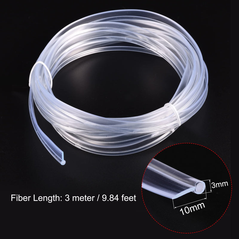 sourcing map PMMA Side Glow Fibre Optic Cable 3 mm Diameter 10 mm Width 3.0 m Long for LED Conductors