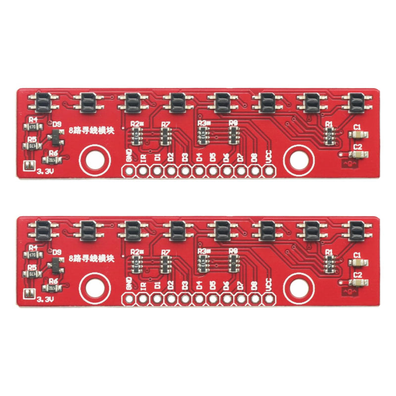 [Australia - AusPower] - 2Pcs 8 Channel IR Tracking Sensor Module 8 CH Infrared Line Track Trace Detect Detection Board DIY Detector for Arduino Smart Car 