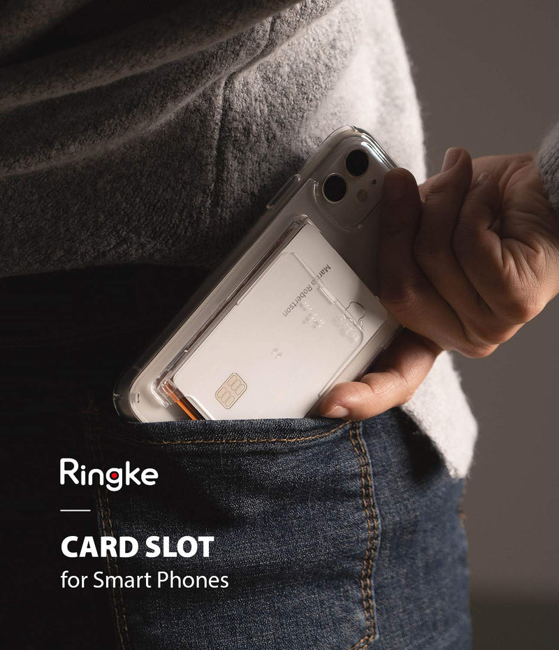 [Australia - AusPower] - Ringke Slot Card Holder for Phone Case, Business Card Holder for Back of Phone, ID Credit Card Holder Stick on for Women Men, Phone Wallet Compatible with iPhone, Galaxy, and Pixel - Clear Mist Adhesive 