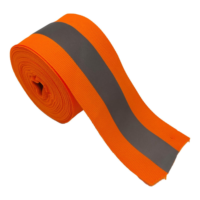 2" x 66ft Reflective Ribbon, 2 cm Reflective Width High Visibility Reflective Strip, Silver Florescent Safety Webbing for Walking Cycling Clothes Backpacks Pet Collars (Orange) Orange 2pcs 2" x 66 FT