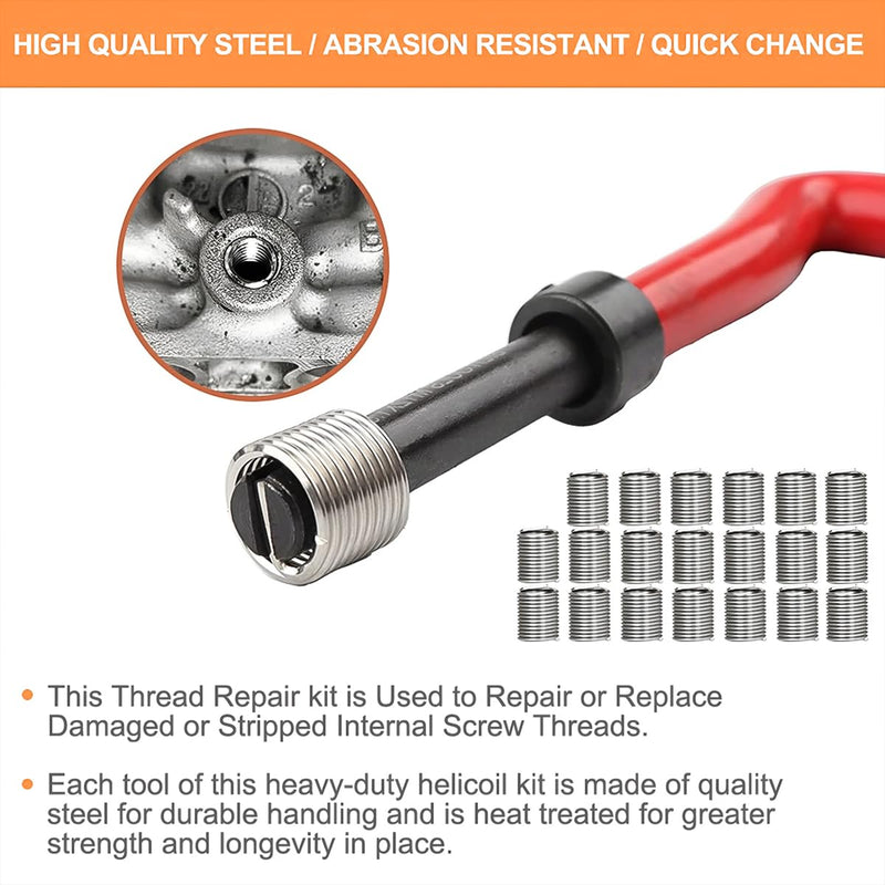 [Australia - AusPower] - BELOMI Helicoil Thread Repair Kit, Metric and SAE Repair Tools with HSS Drill Bit and Thread Inserts, Auto Repairing Tool for Damaged Thread M10 x 1.25 mm Size, Universal Car Accessories 