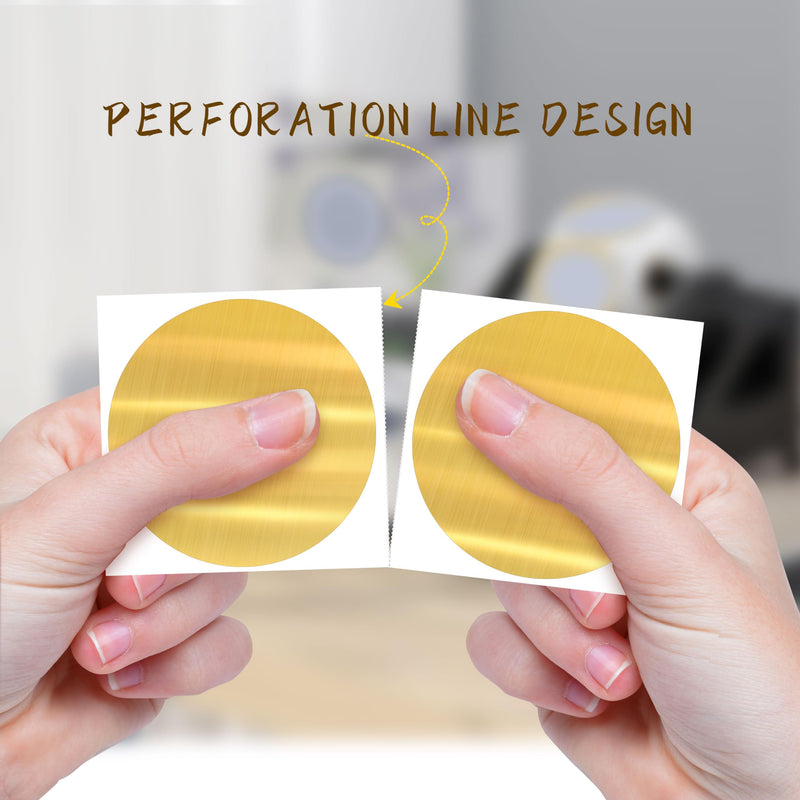 PARLAIM 2 Inch Brushed Gold Circle Thermal Sticker Printable Round Holographic Material Self-Adhesive Direct Thermal Label for DIY Logo Design, QR Code, Name Tag, 400 Dots/Roll