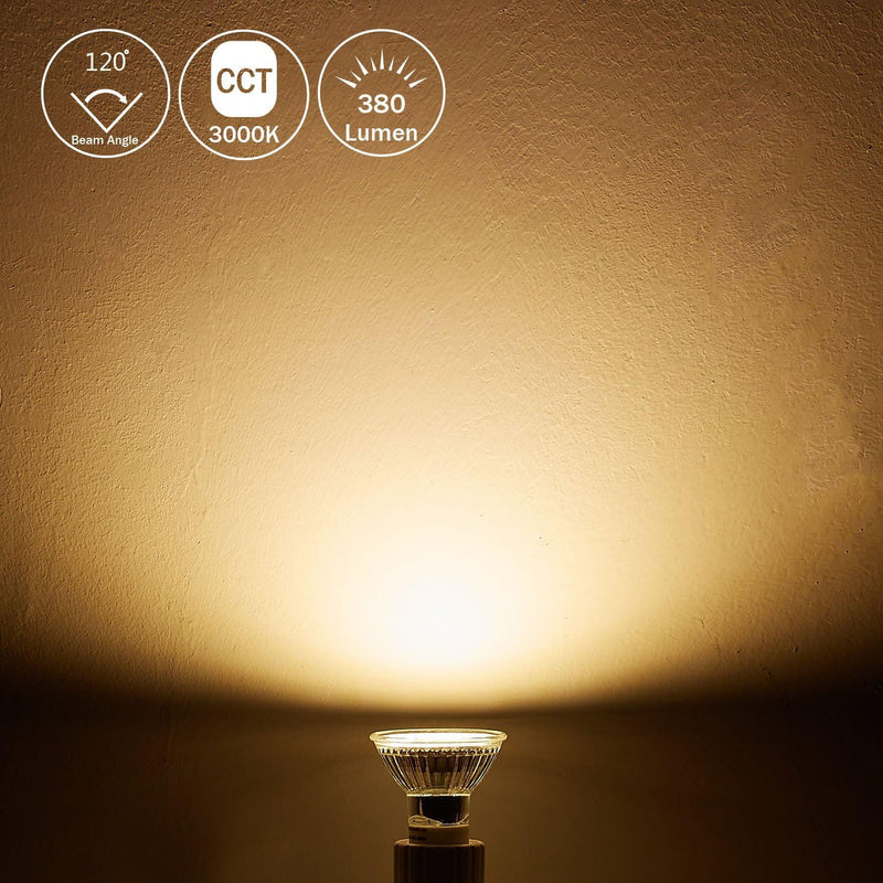 HCFEI LED GU10 Bulb, 3 W Lamp Spotlight 425 lm, No Flickering, AC 100-240 V, SMD LED Spotlight 120° Classic Glass, Replaces 50 W Halogen Bulbs (5 - Warm White 3000 K)