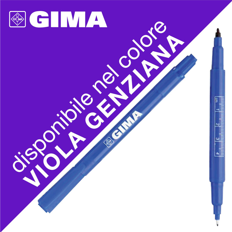 Gima - Dermatological double pen with cap structure made of polypropylene, tip made of polyester fibre, 10 pieces, 33179