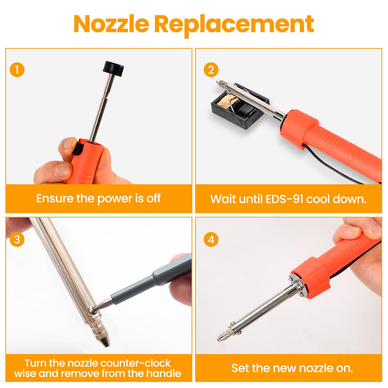 30W Dual-Use Electric Desoldering Gun, Solder Sucker & Iron with Multiple Nozzles, High-Temp Heatproof Handle, Portable Desoldering Tool for Precision Solder Removal (EDS-91) KW-ES-001