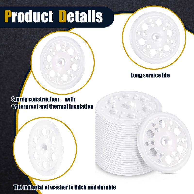 [Australia - AusPower] - 100 Pcs 1.77 Inch/45 mm Plastic Washers Load Spreading Polypropylene Washers for Fixing and Supporting Rigid Foam Insulation Foam Board Load Spreading for Screws Nail 100 