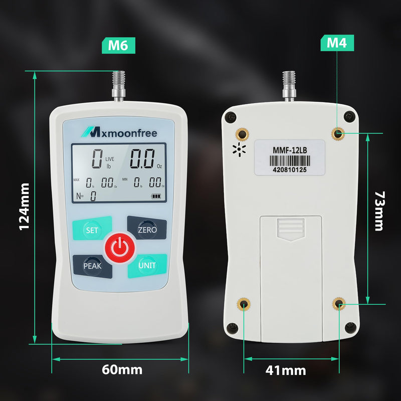 [Australia - AusPower] - 12LB Trigger Pull Gauge Digital Force Gauge Push Pull Meter Scale with Units LB+Oz/N/Kg, Data Storage for MAX/MIN/AVG Values, Upgrade Version MMF-12LB 