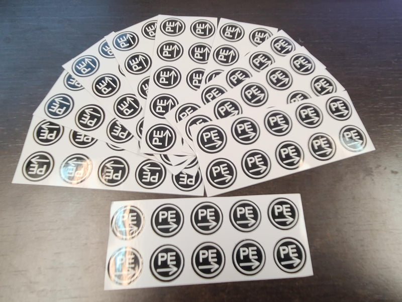 Generic IEC 60417 6173 Graphical Symbols Stickers, Connection, Protective Conductor (PE), 100pk, Black, Polyester, Round, Electrical Engineering & Safety Symbols, Sticker, Letter Print, both